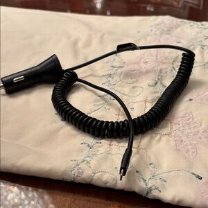 Black Car Charger with Coiled Cable